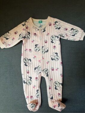 Girls Pink Quilted Minnie Pajamas/One-piece